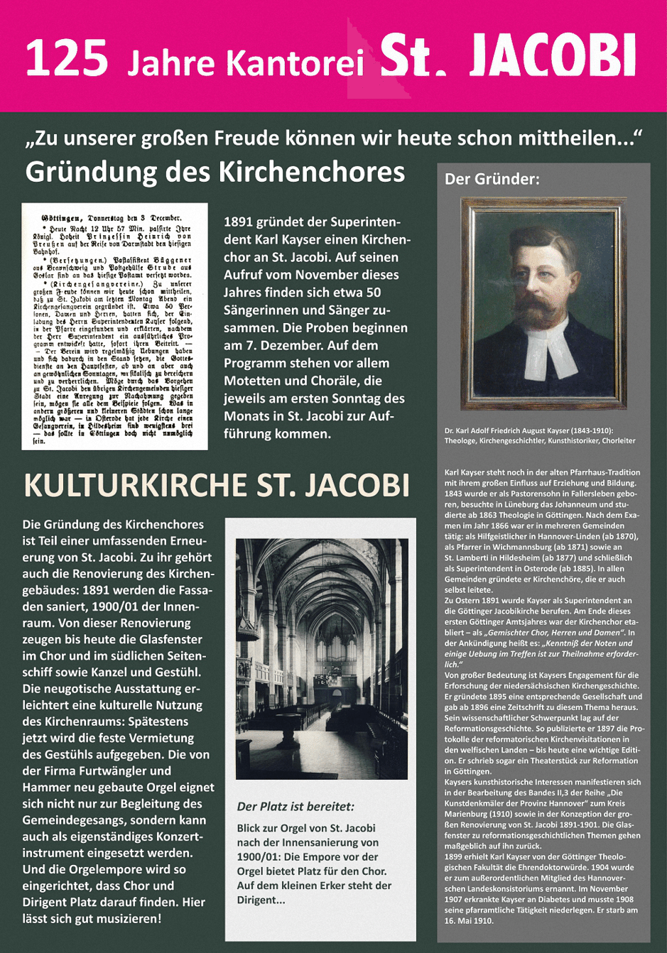 Karl-Adolf Kayser - Gründung und Kulturkirche